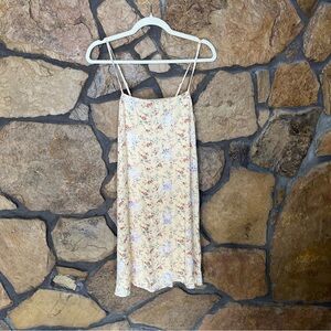 American Eagle Outfitters Yellow Floral Slip Mini Dress